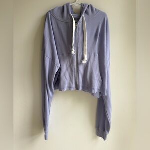Katie J NYC Lavender Cropped Zip Hoodie with White Drawstrings